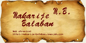 Makarije Balaban vizit kartica